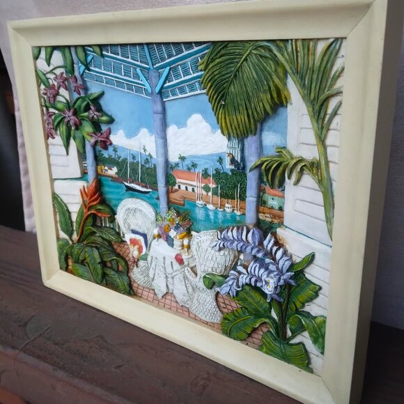 Sharie Hatchet Bohlman Room with a View "TROPICAL HIEDAWAY"" 3D Relief Painting - Picture 2 of 8